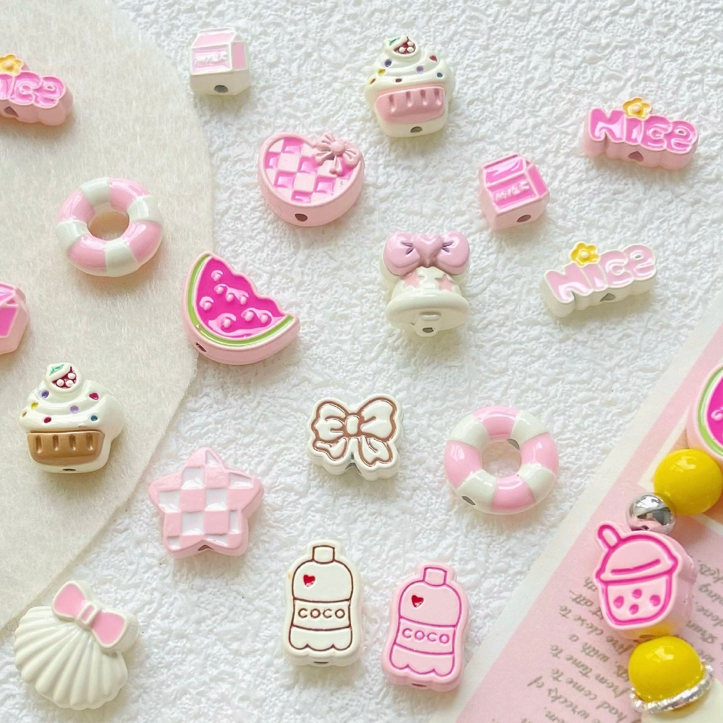 Pink-Toned  Alloy Beads