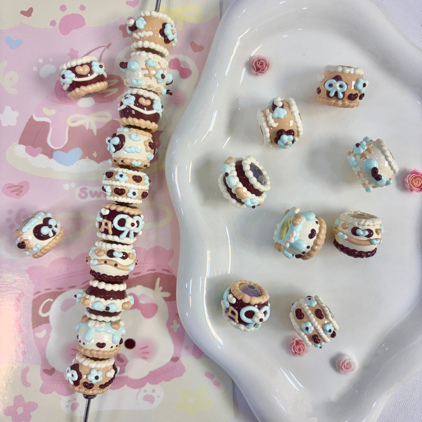 Coffee Color Hand-Painted Beads