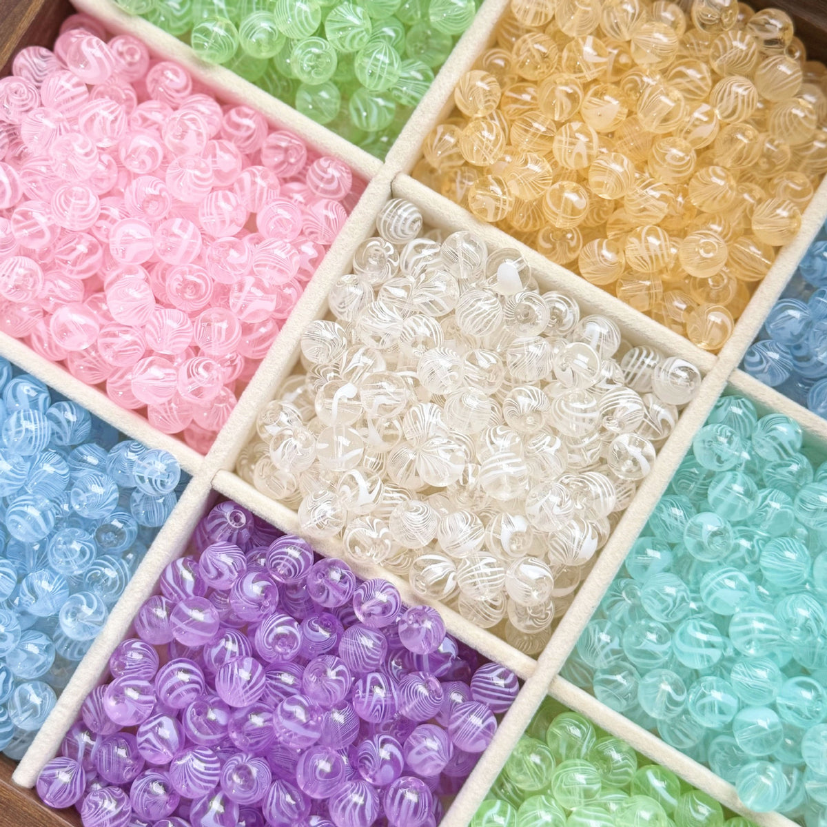 Wood‑Grain Glass Beads
