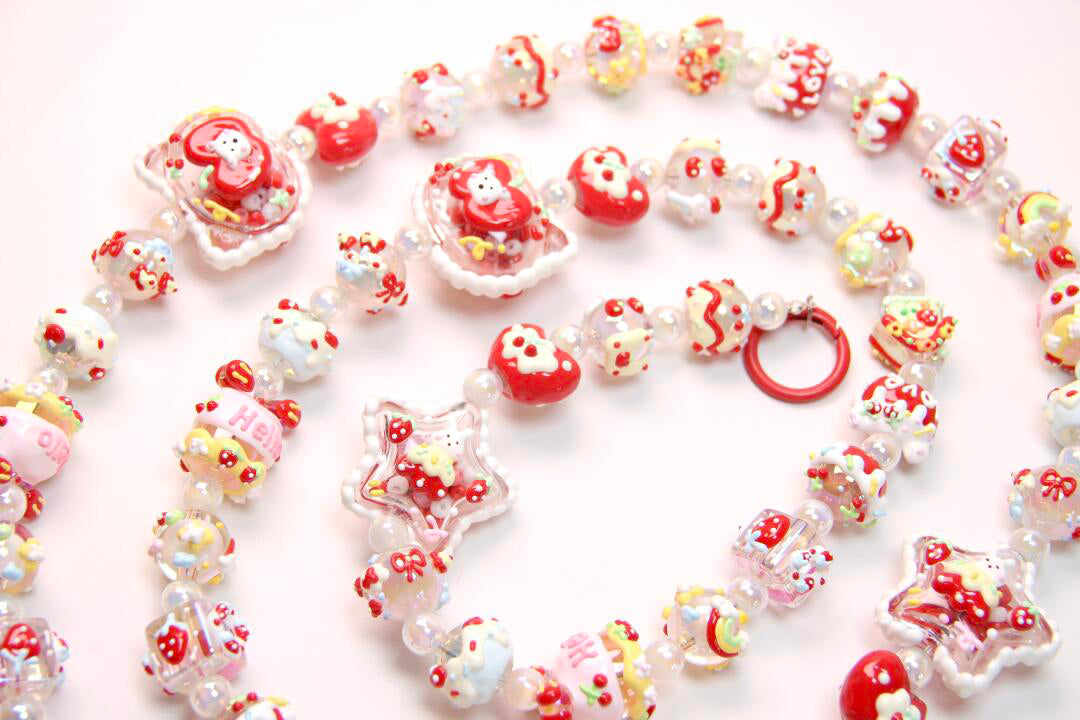 Red Hand-Painted Beads