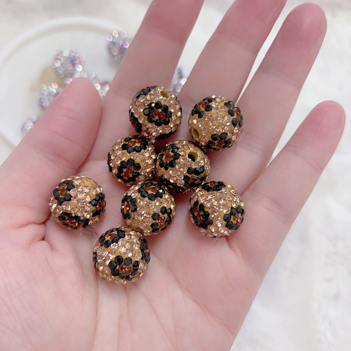 16mm Leopard Print Diamond Beaded