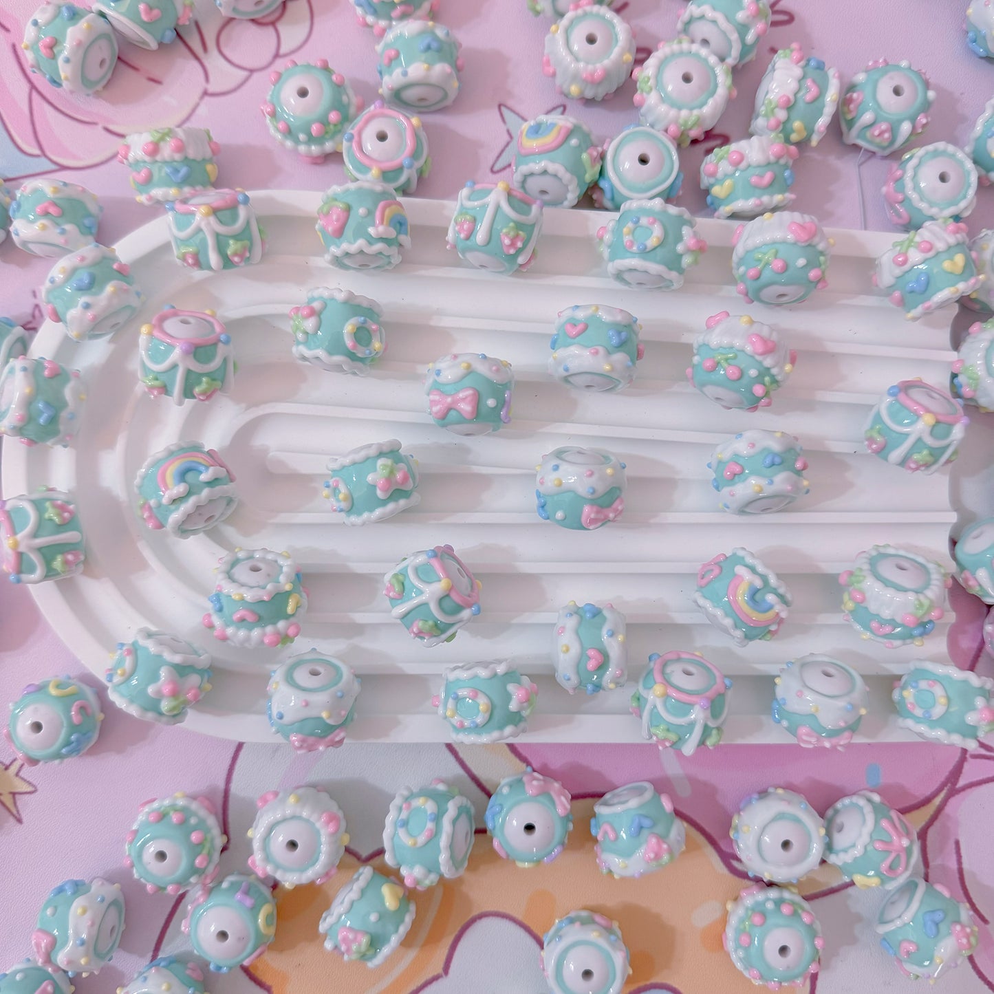Mint Green Hand-Painted Beads