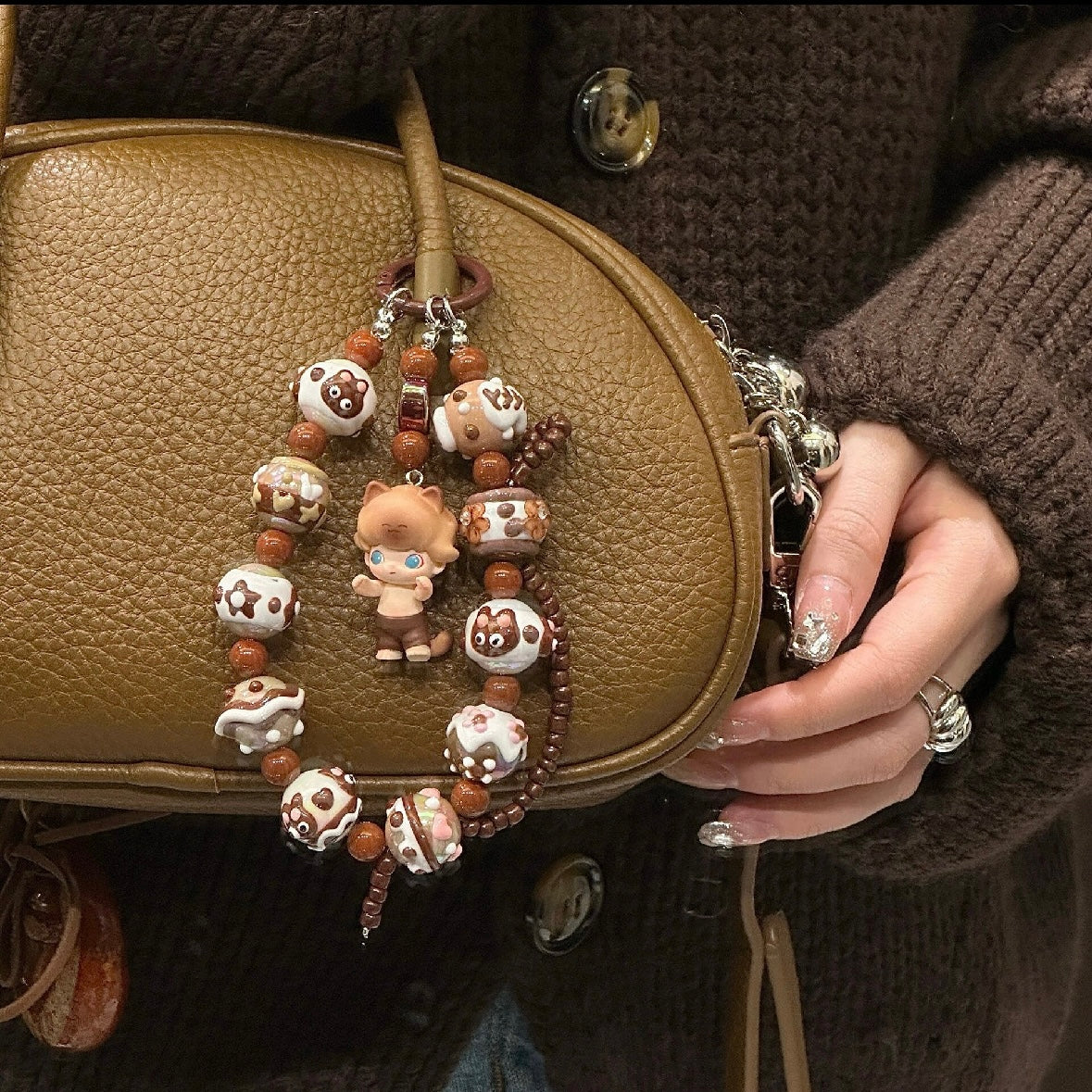 Coffee Color Hand-Painted Beads