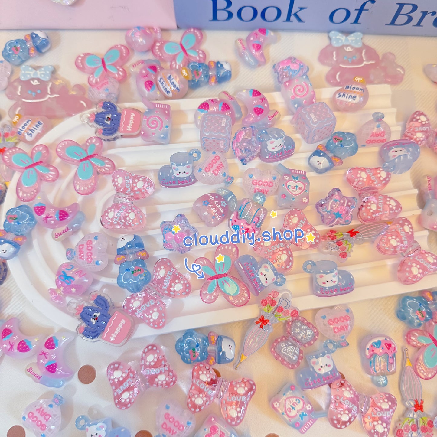 Pastel Blue Tone Embossed Beads