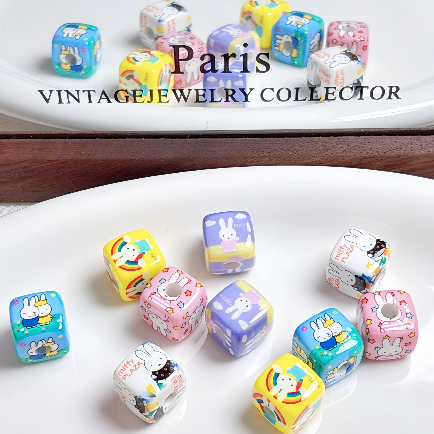 Bunny Square Beads Charm