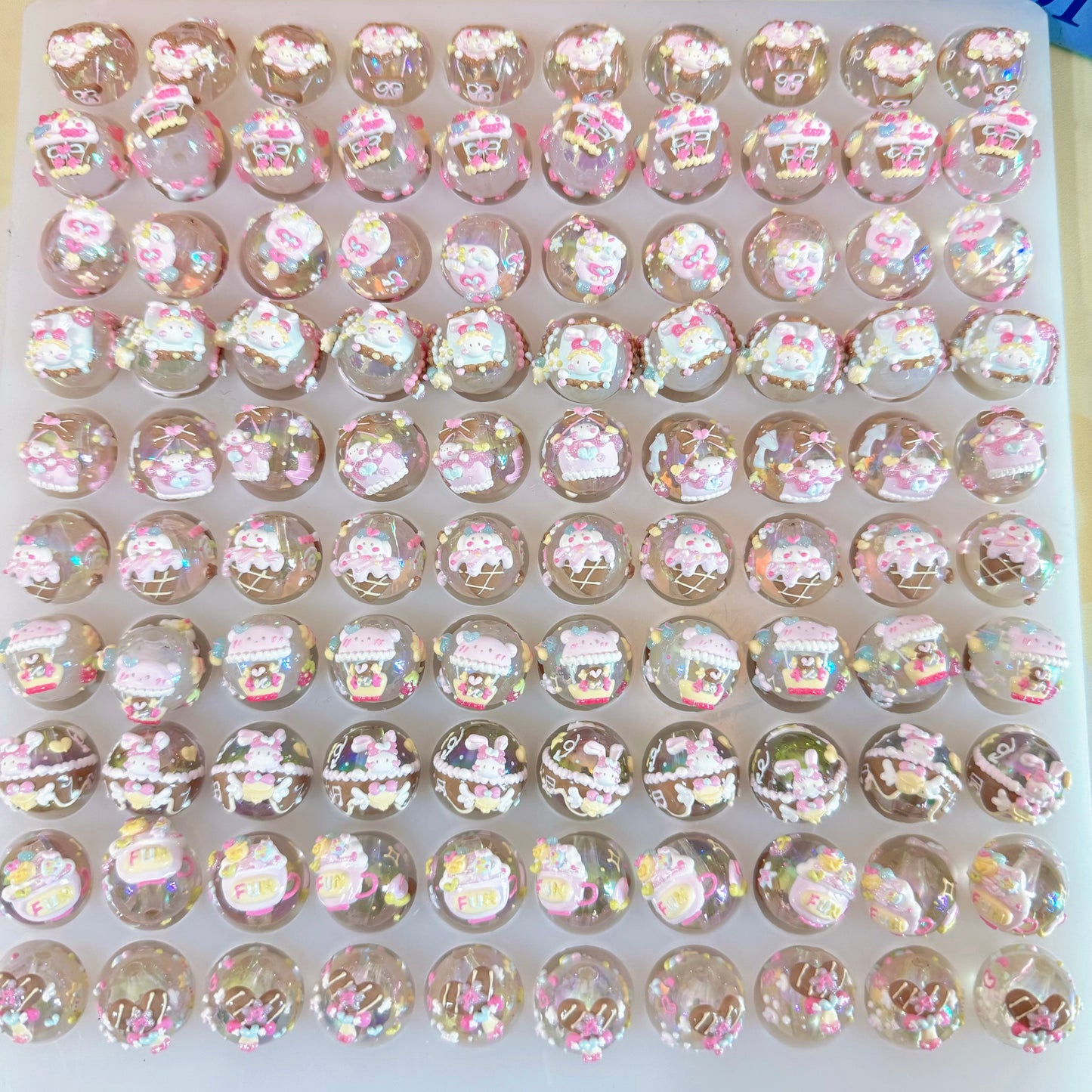 Coffee Pink Hand-Painted Beads