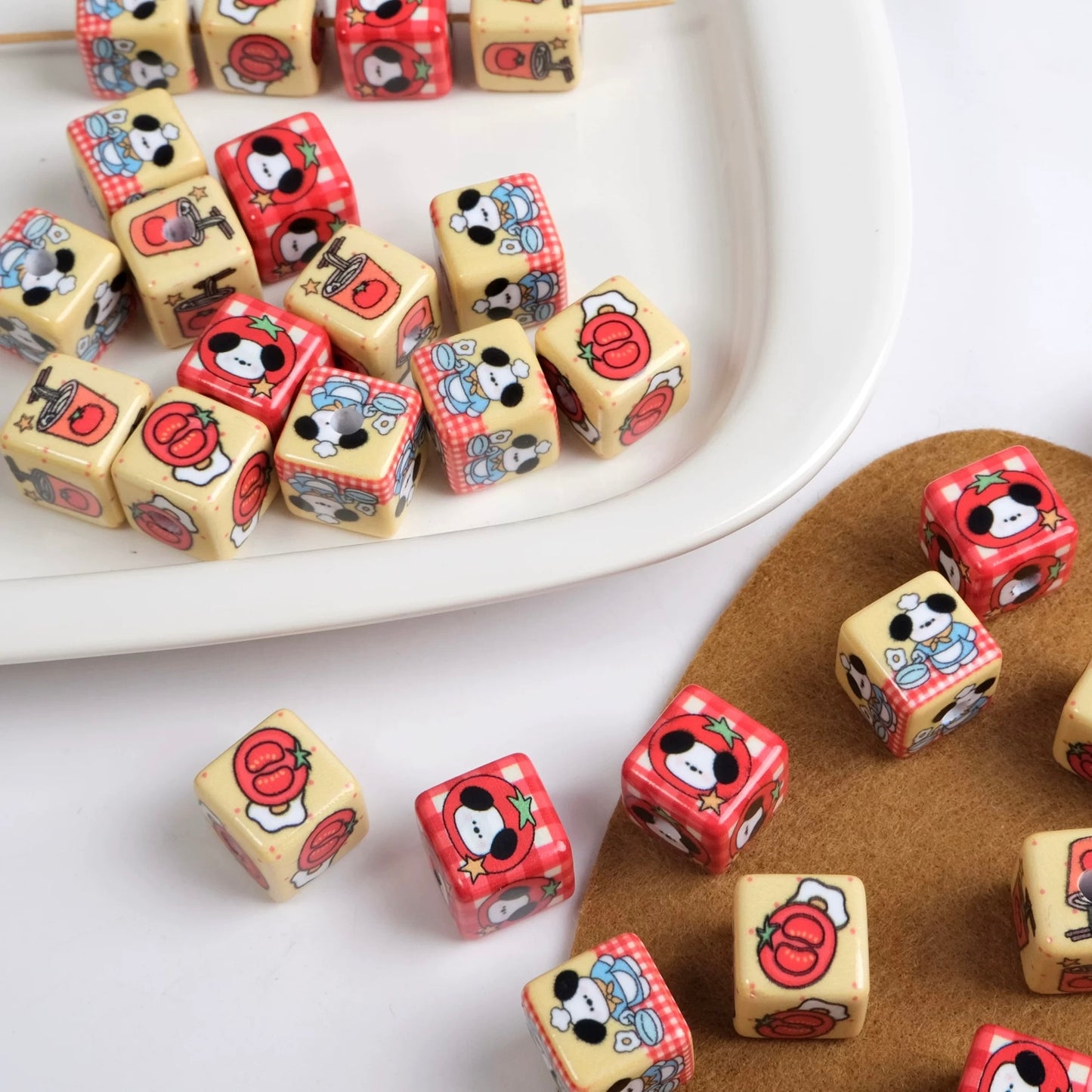 Dot-Shaped Block Bead Stringing Jewelry