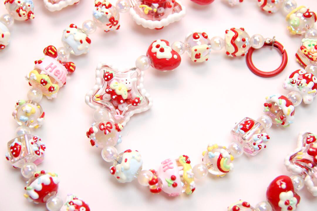 Red Hand-Painted Beads