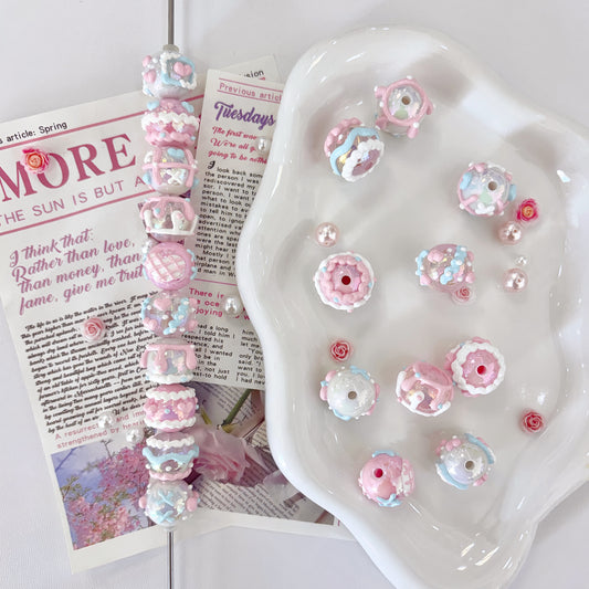 Hand-Painted Pink Beads