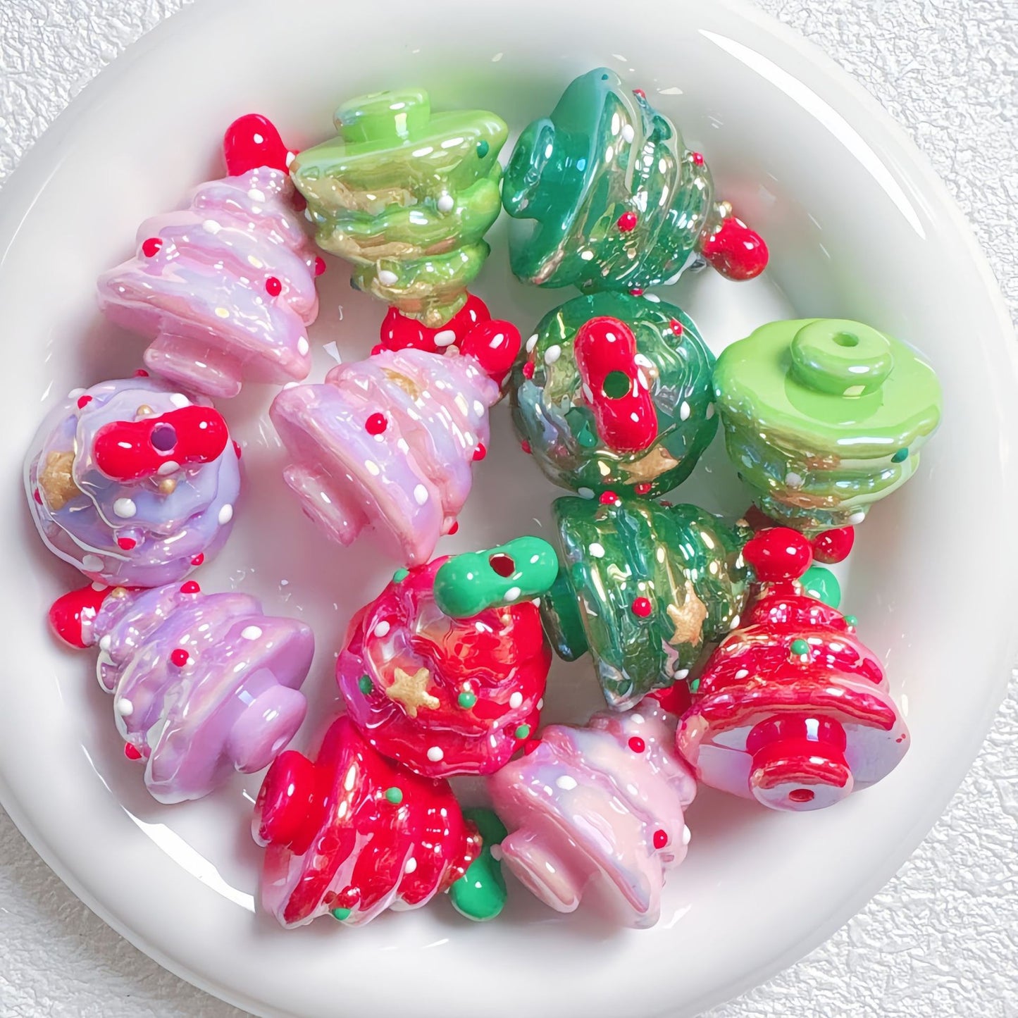 Hand-Painted Beads For Christmas Tree