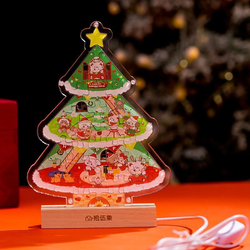 Christmas Tree Acrylic Puzzle Night Light