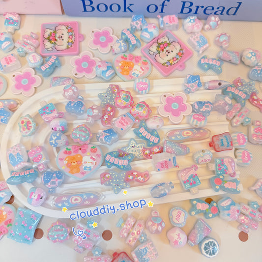 Pastel Blue Tone Embossed Beads
