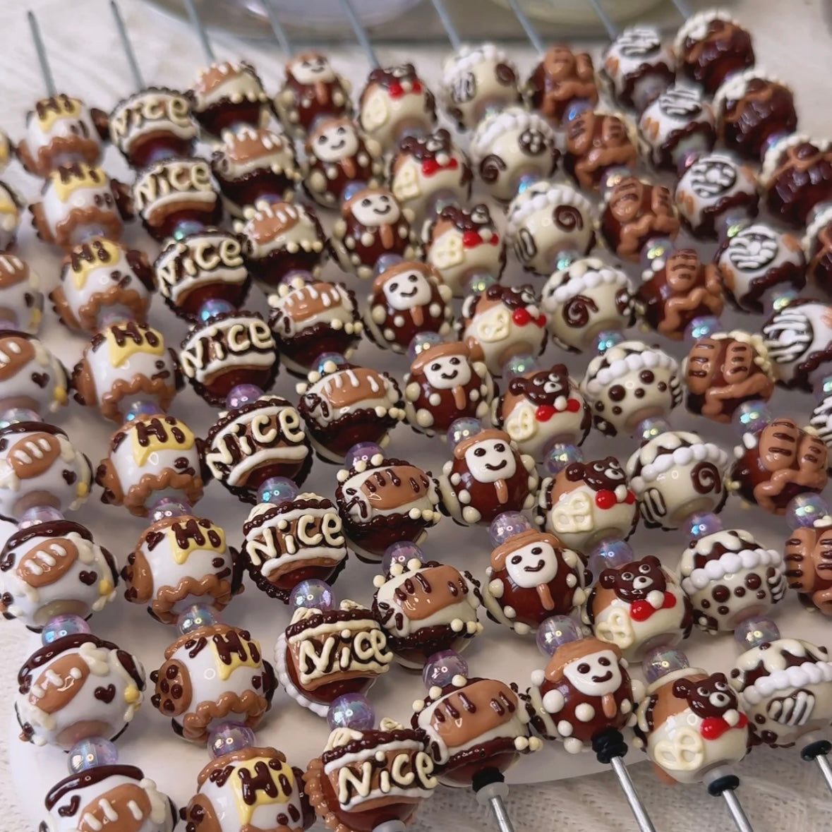 Coffee Colored Hand-Painted Beads