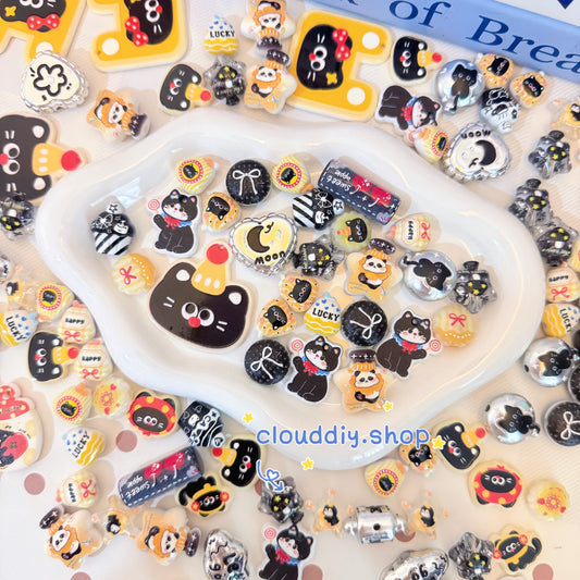 Black Embossed Beads