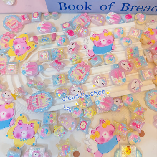 Pastel Blue Tone Embossed Beads
