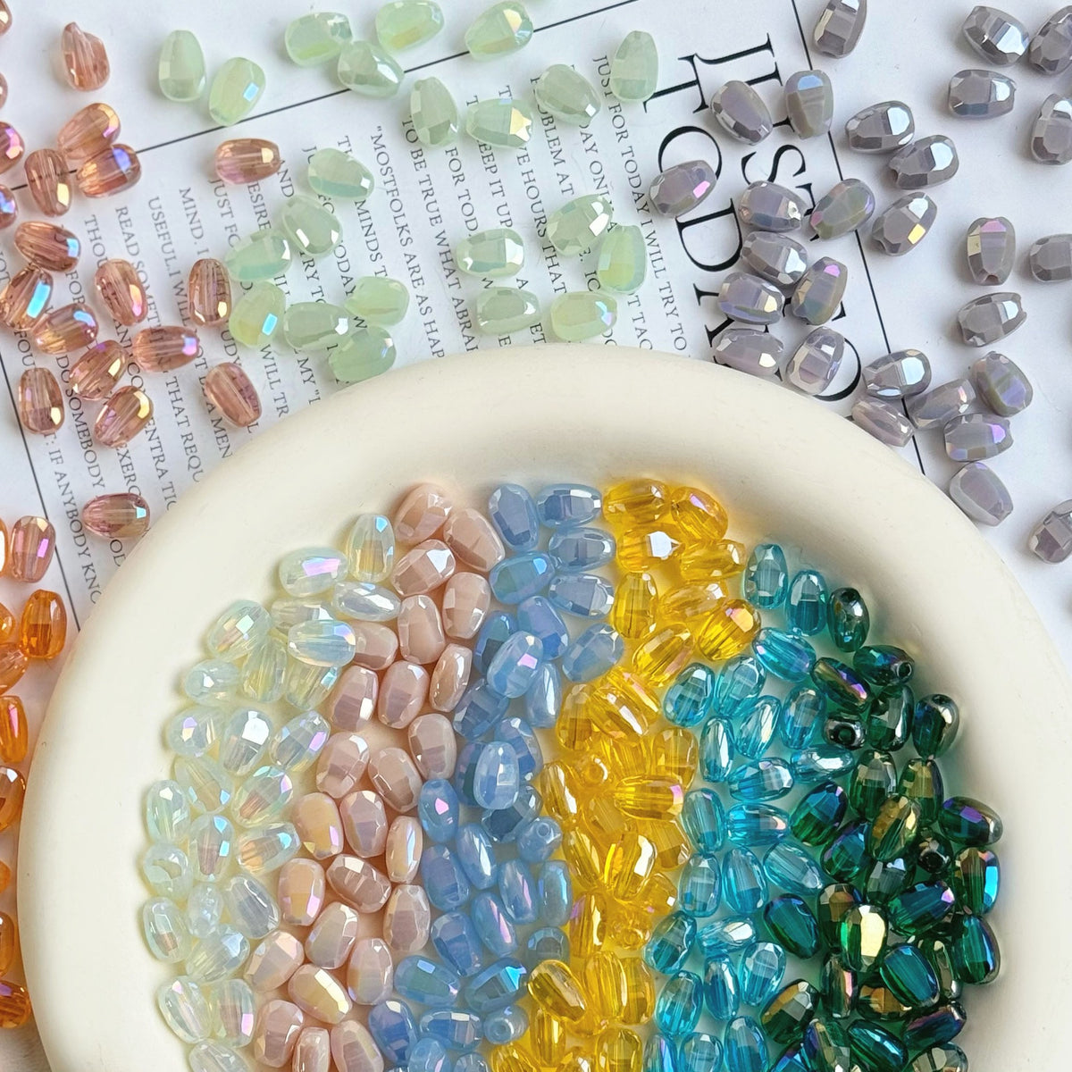 Melon‑seed Shaped Crystal Glass Beads