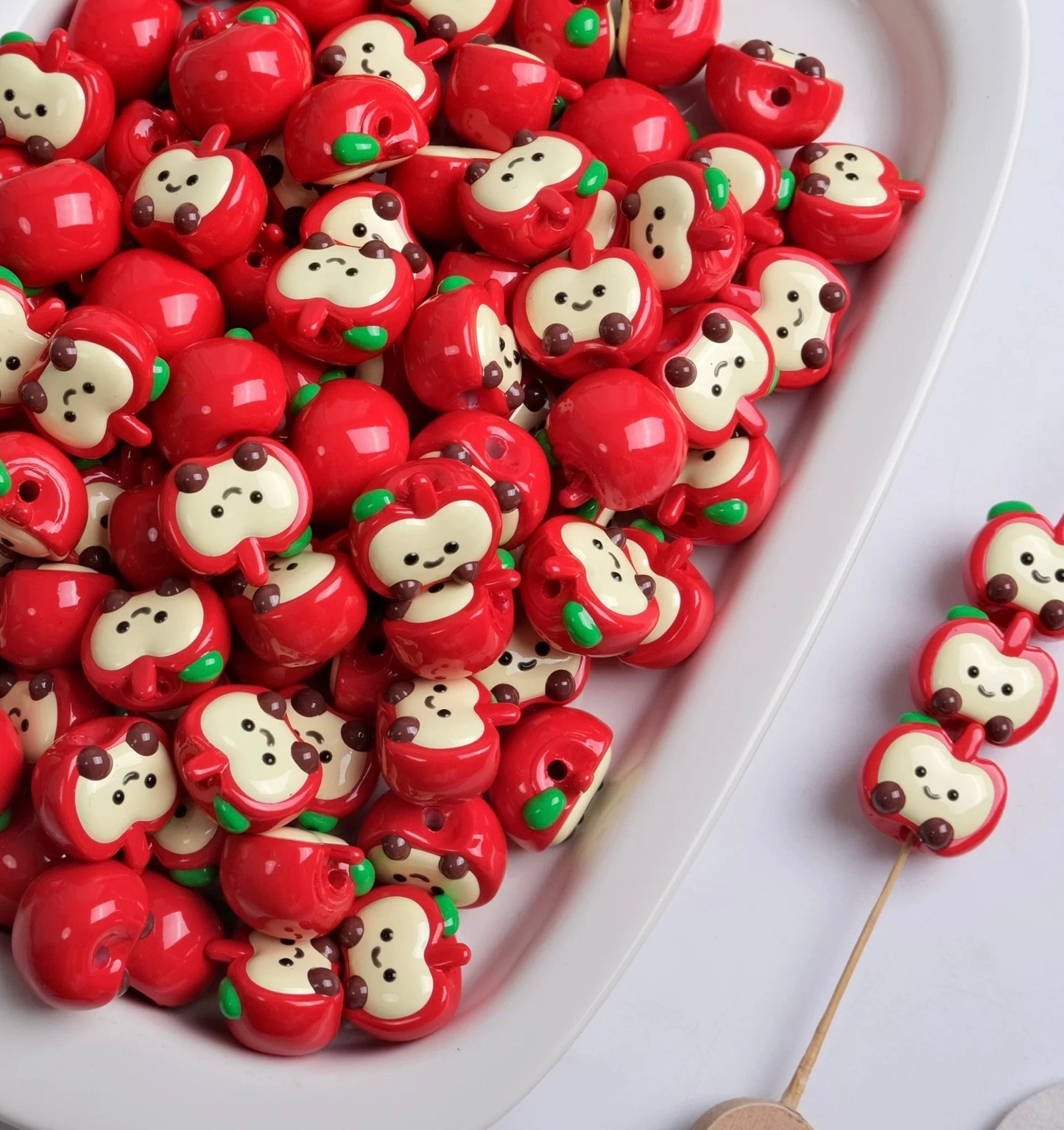 Hand-Painted Apple Beads