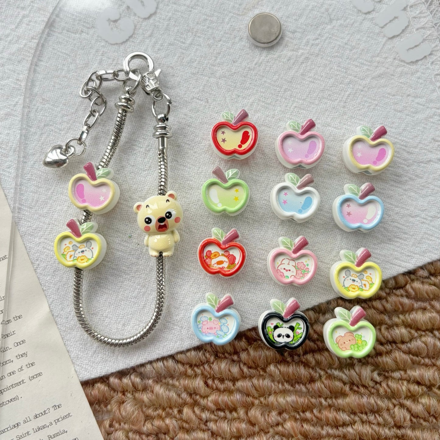 Apple & Bear Alloy Beads