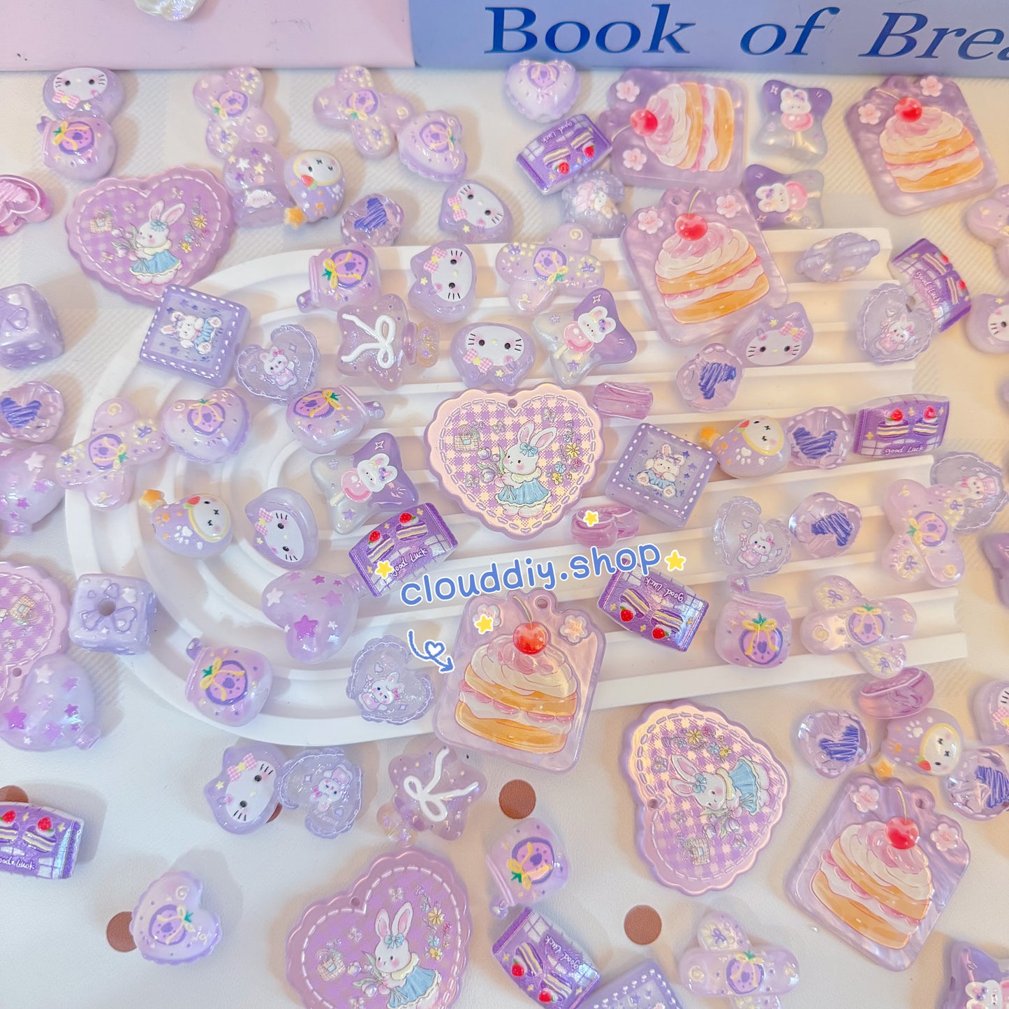 Purple Tone Embossed Beads