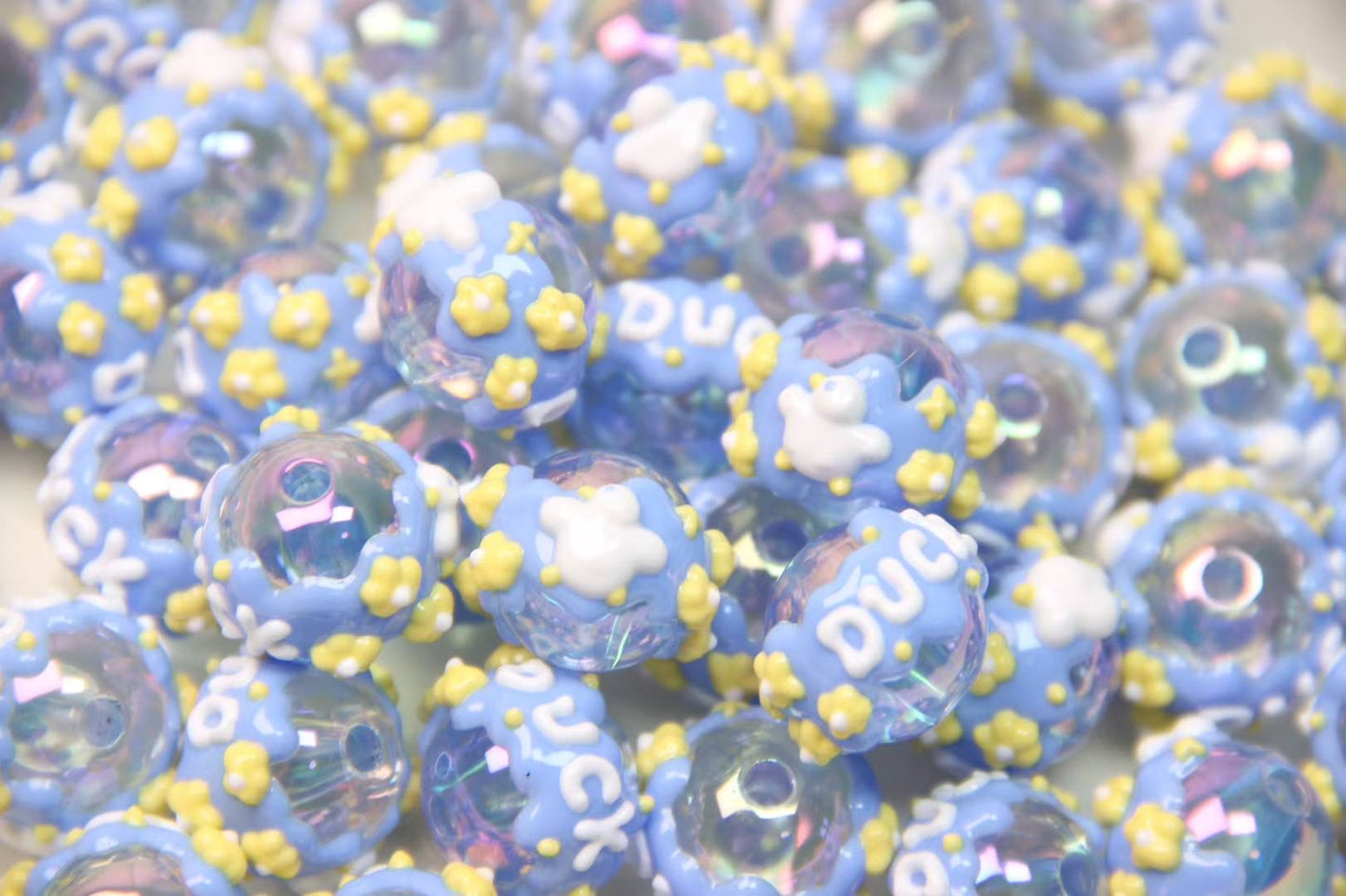 Blue Band-Painted Beads