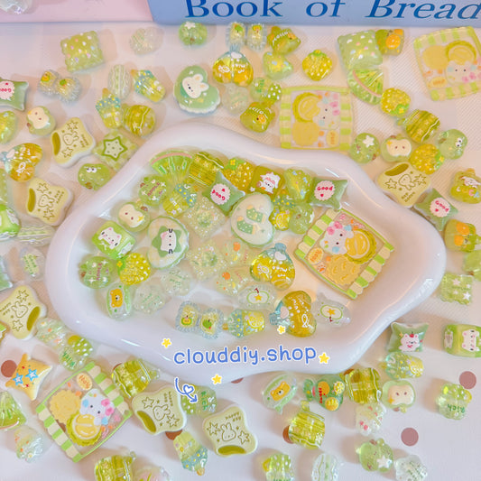 Green Tone Embossed Beads