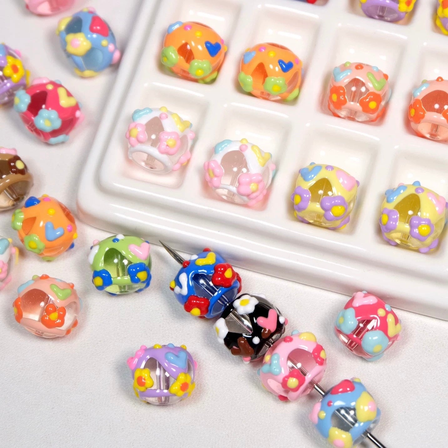 Hand-Painted Flower Bead