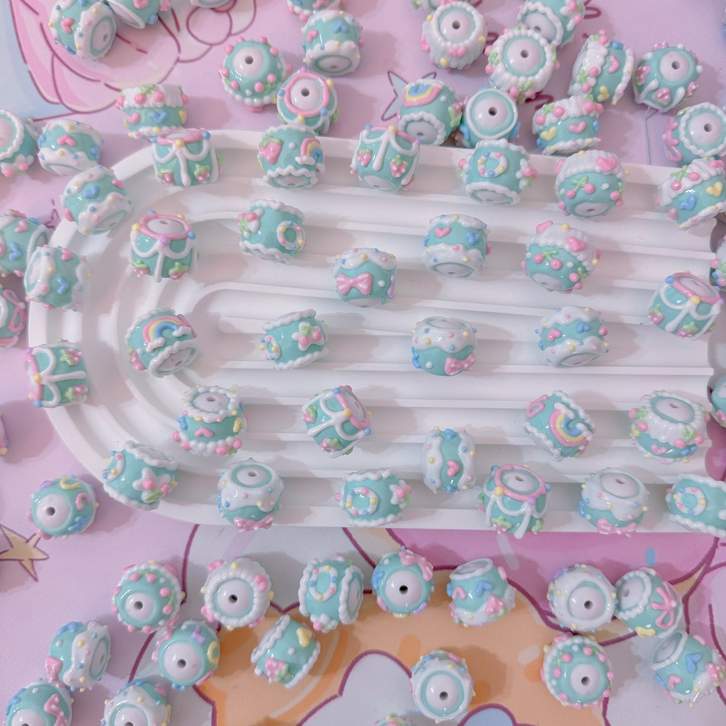 Mint Green Hand-Painted Beads