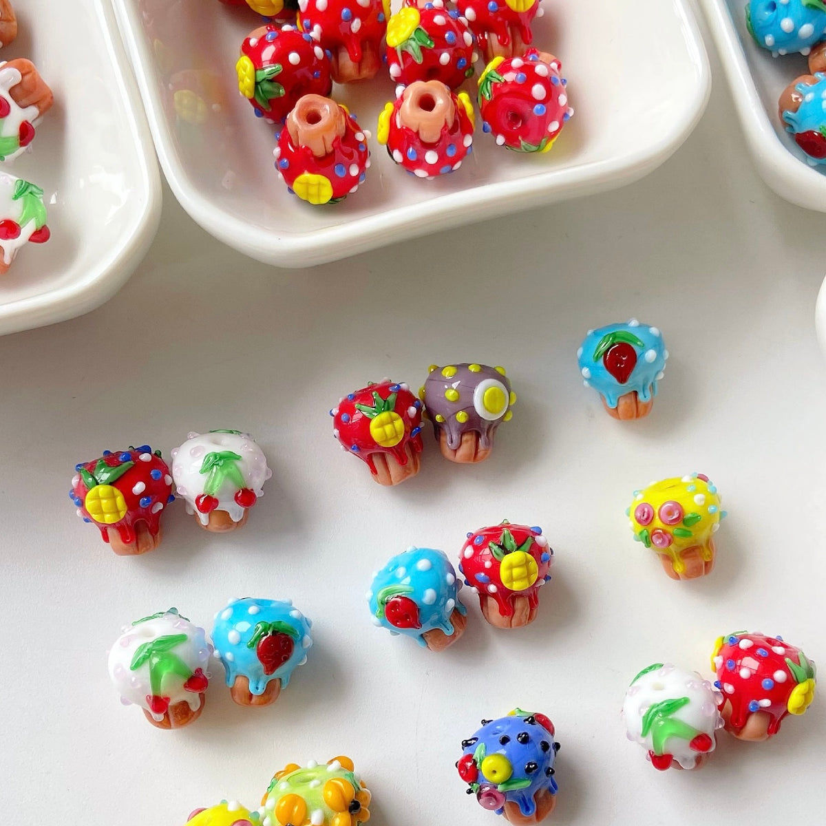 New Glass Mushroom Beads