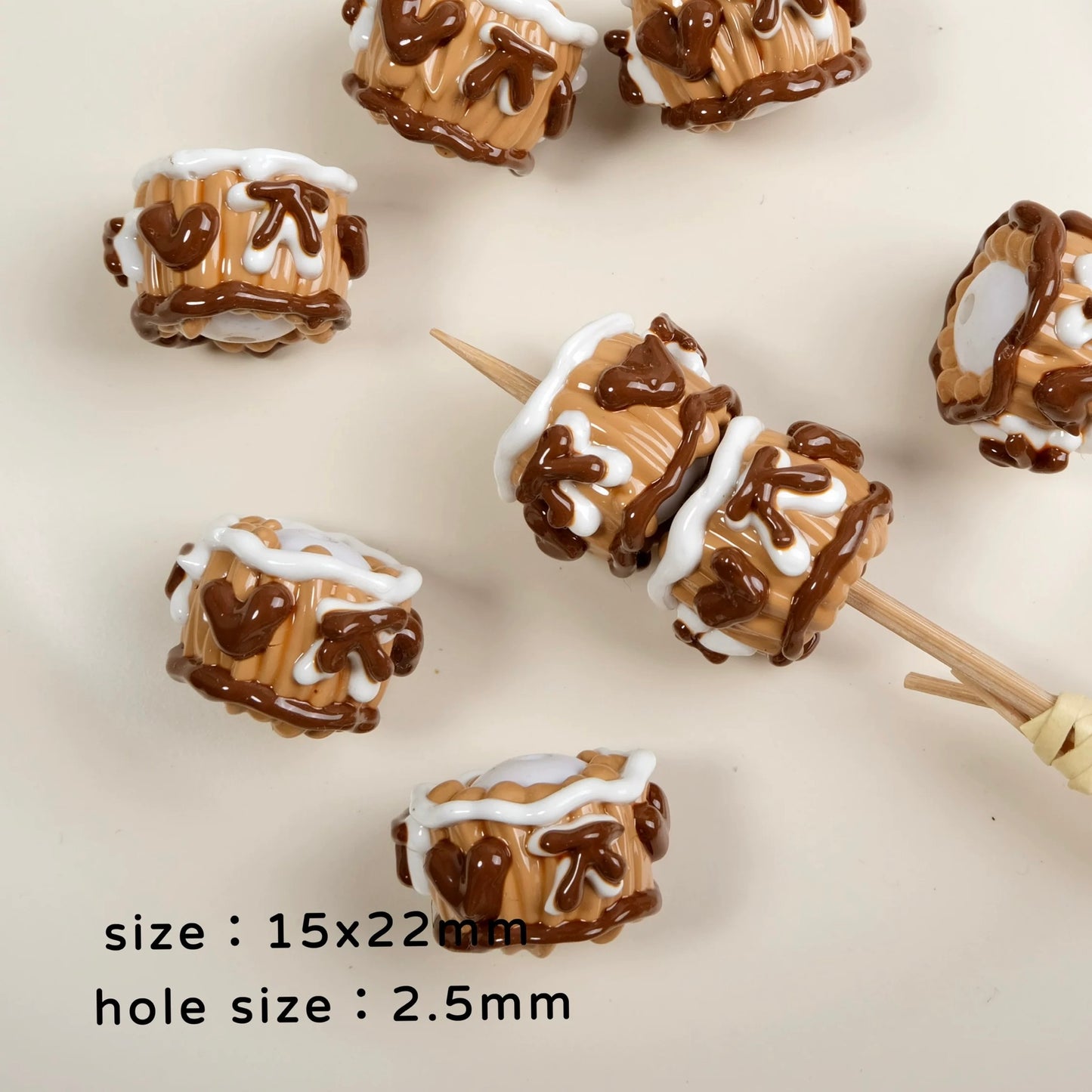 Coffee Color Hand-Painted Beads