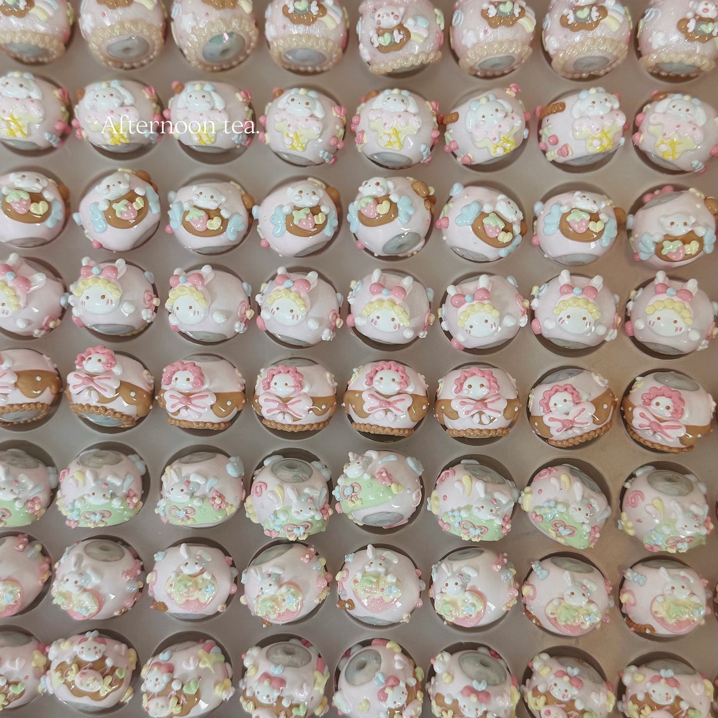 Coffee Pink Hand-Painted Beads