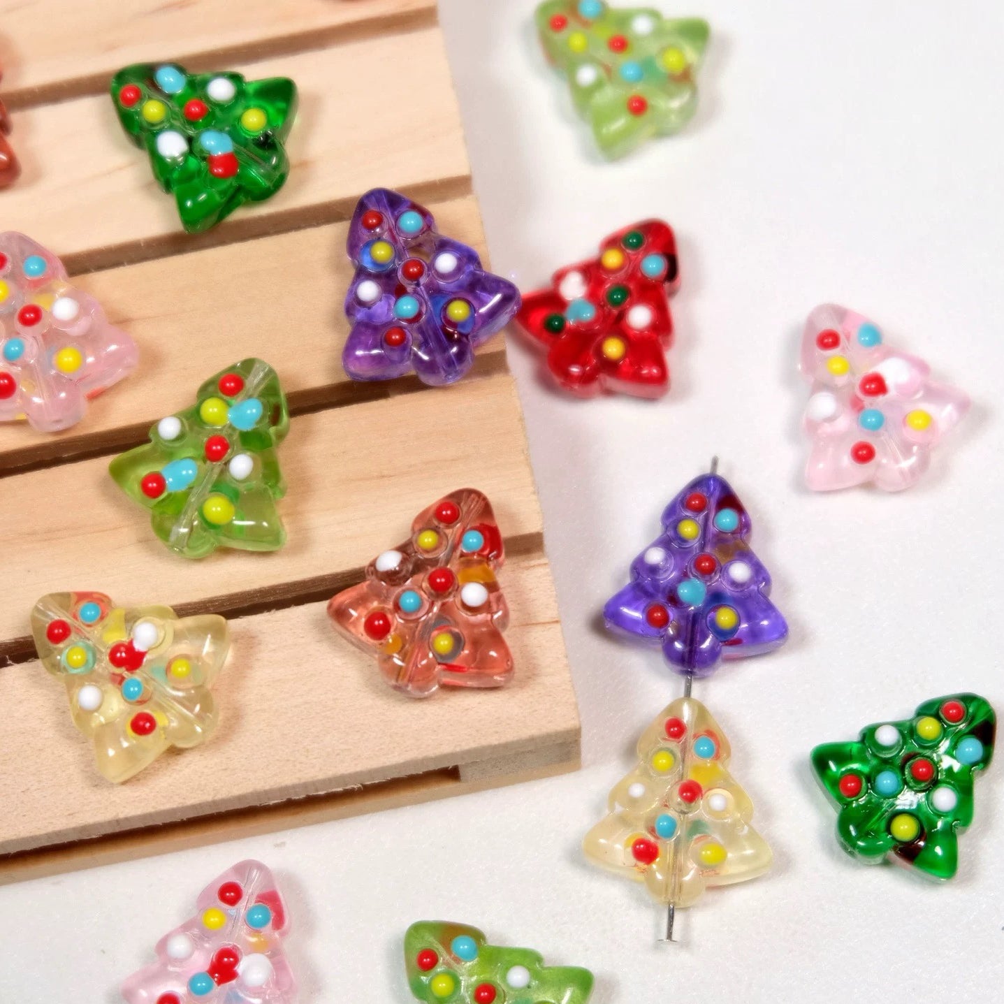 Hand-painted Christmas Tree Beads