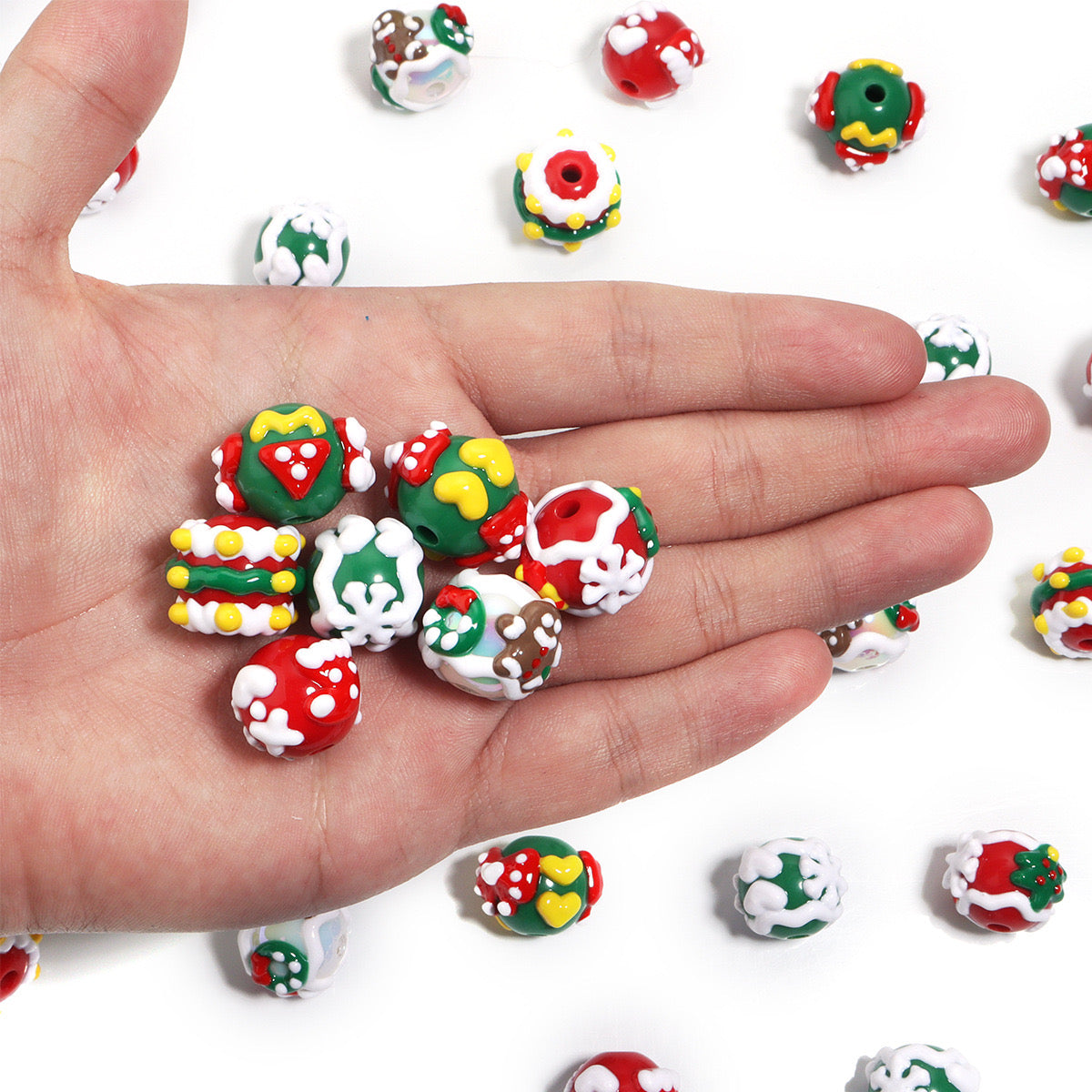 Christmas Collection Of Hand-Painted Beads