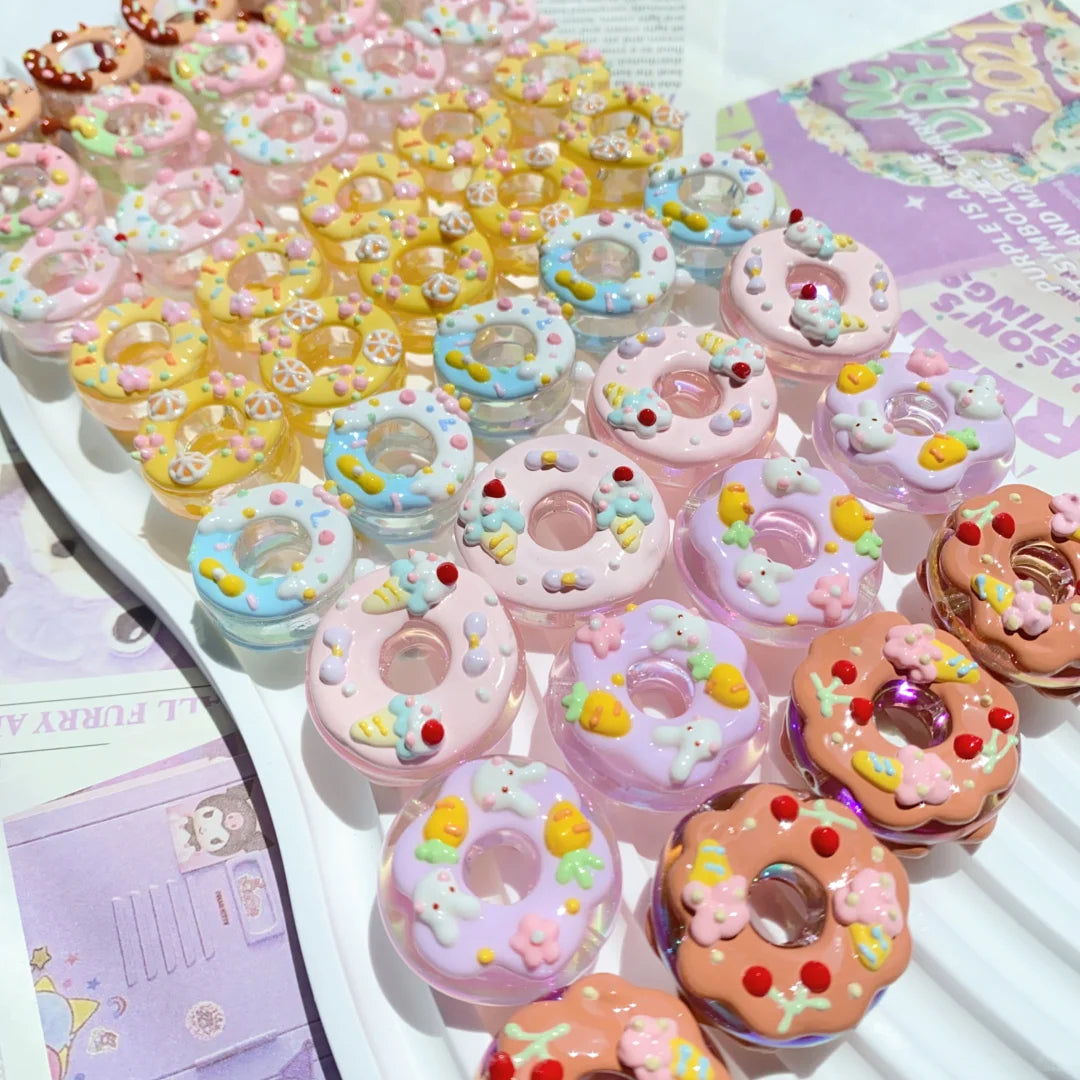 Hand-Painted Doughnut-Shaped Beads