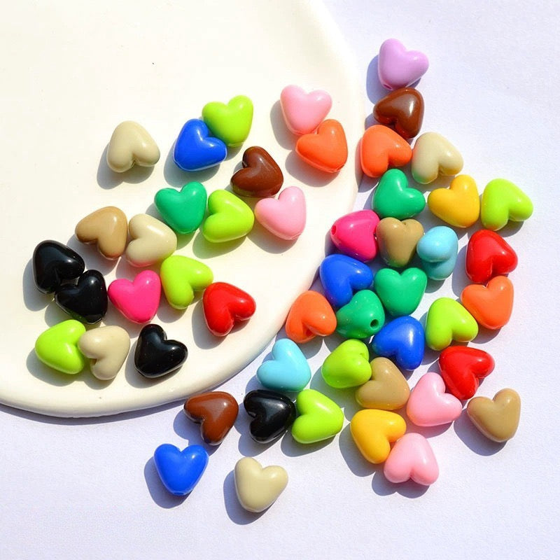 Acrylic Heart-Shaped Beads
