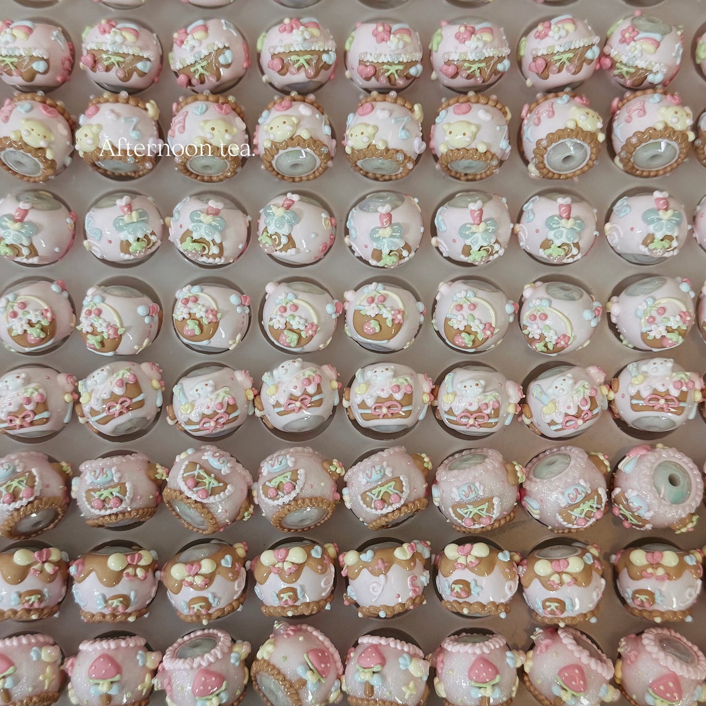 Coffee Pink Hand-Painted Beads