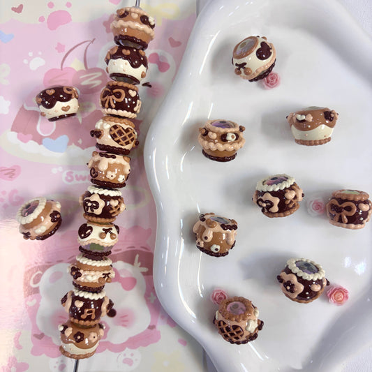 Coffee Color Hand-Painted Beads