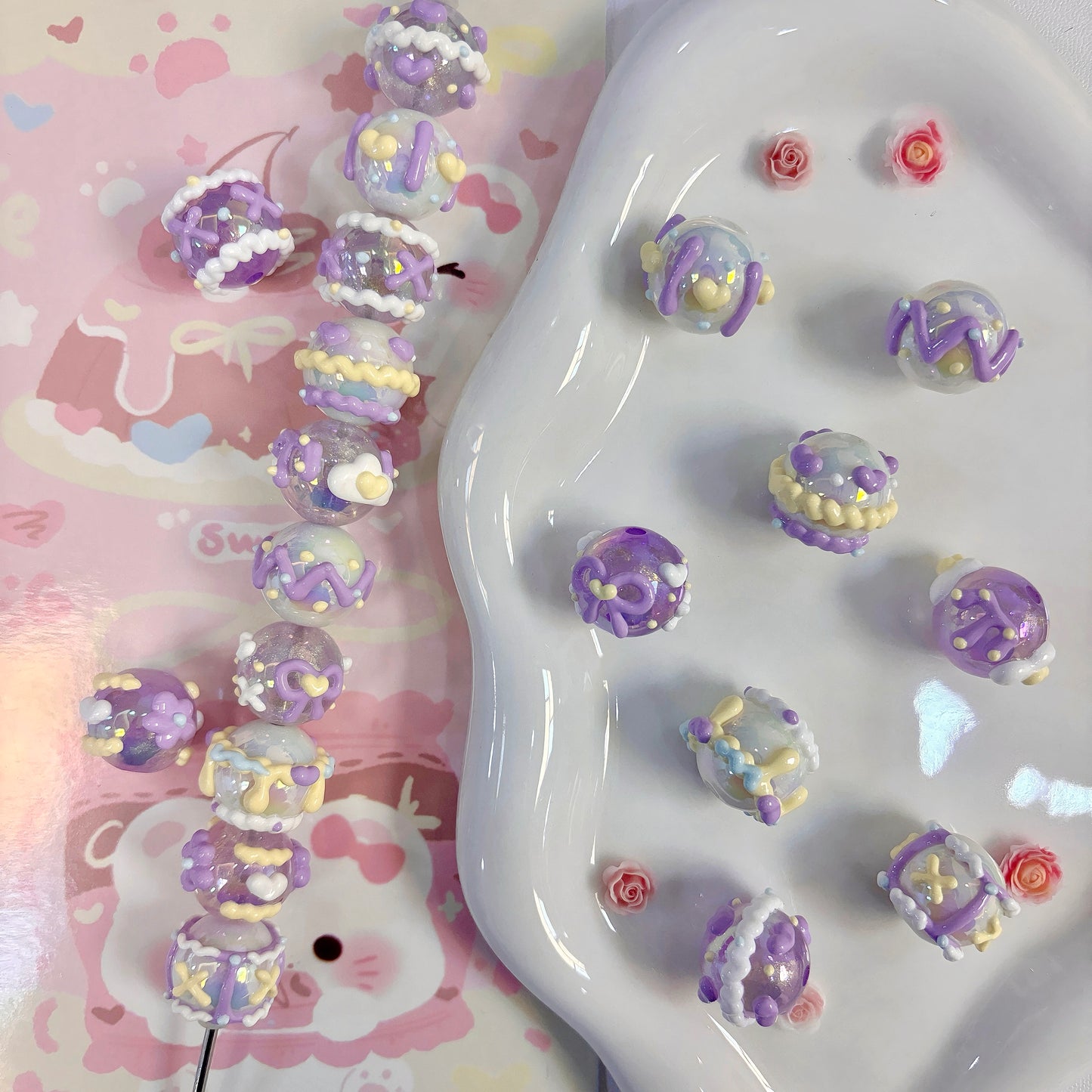 Purple Hand-Painted Beads