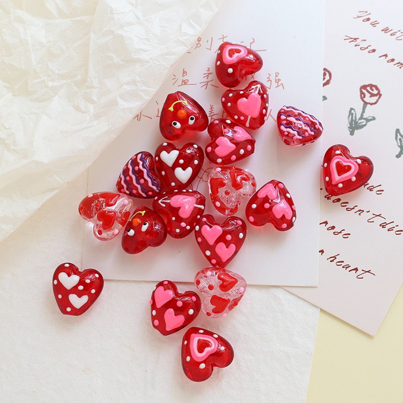 Love-Themed Hand-Painted Beads