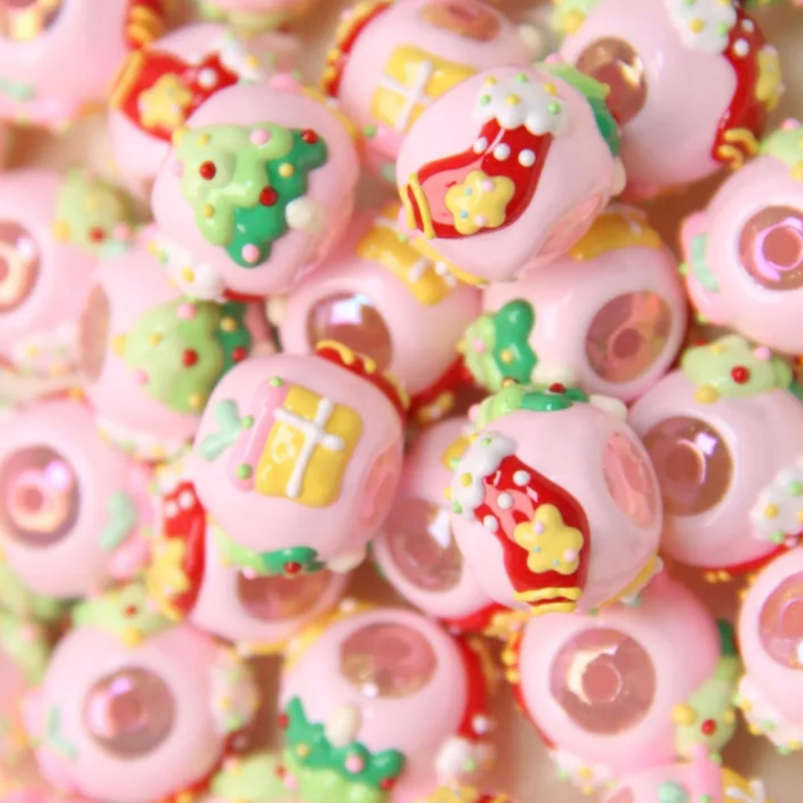 Hand-Painted Beads For Christmas Tree