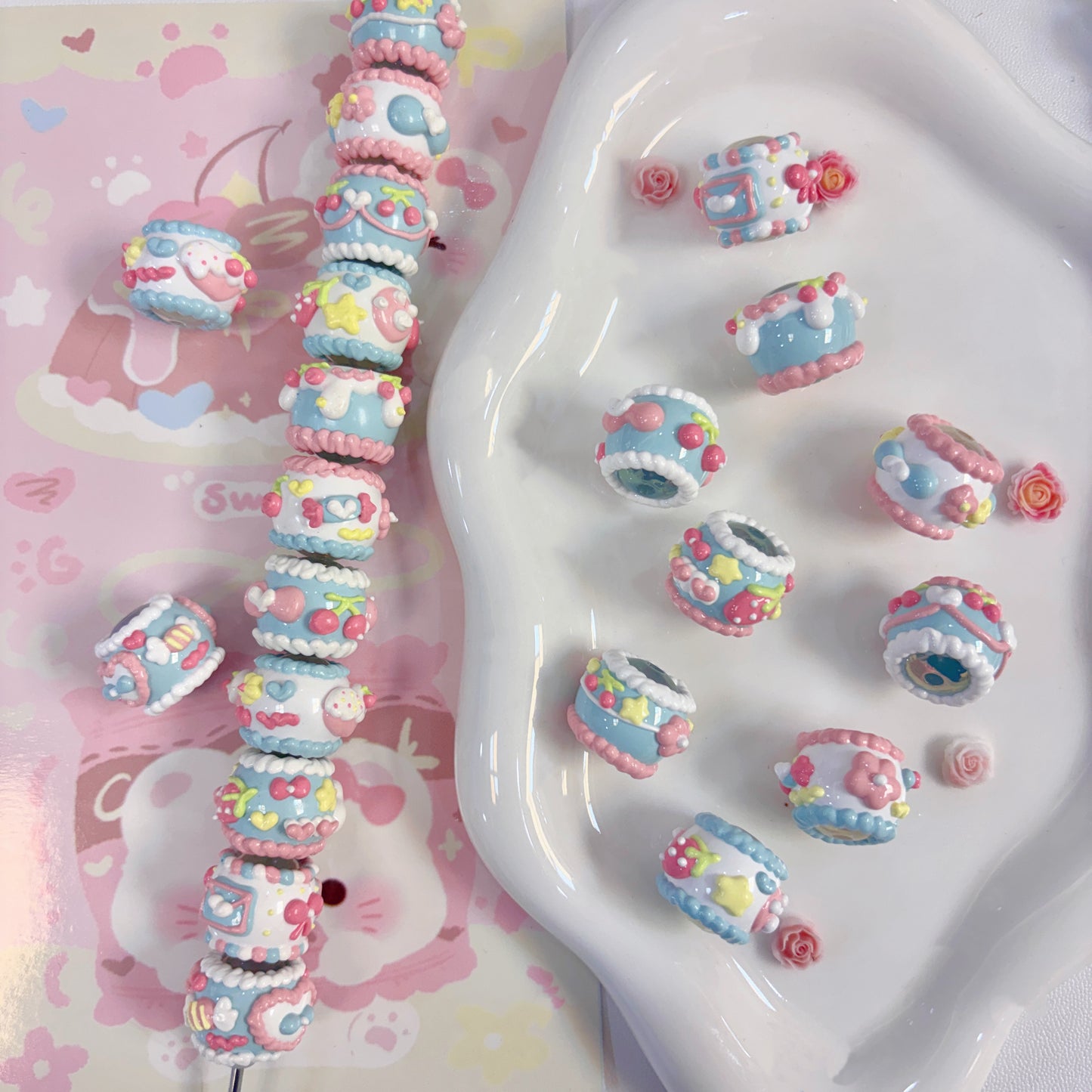 Blue Hand-Painted Beads