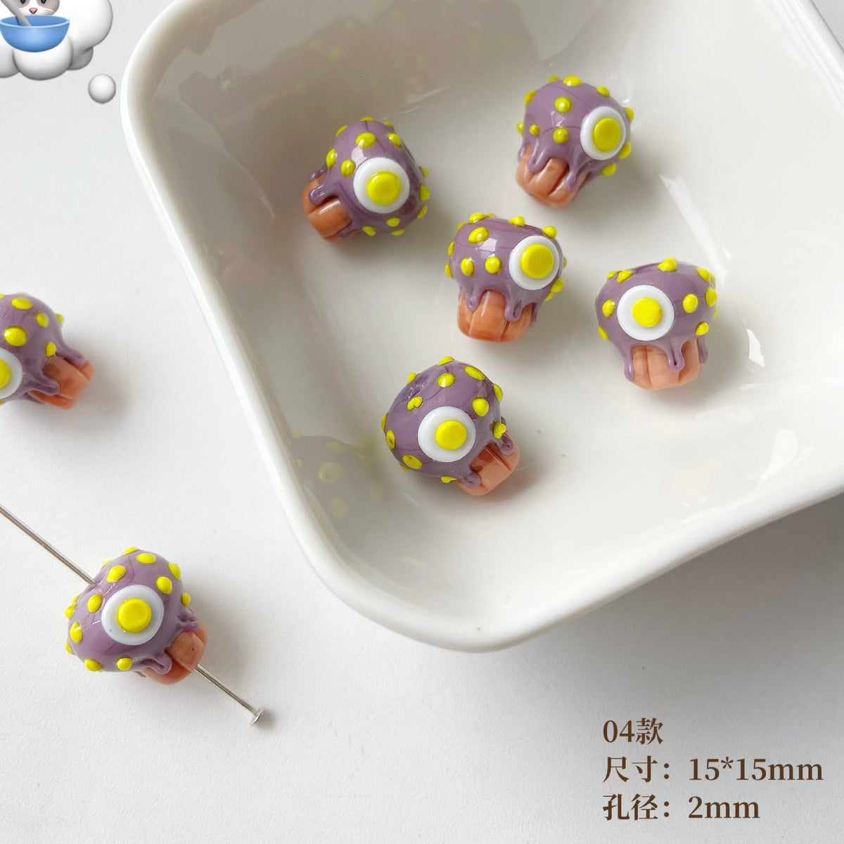 New Glass Mushroom Beads