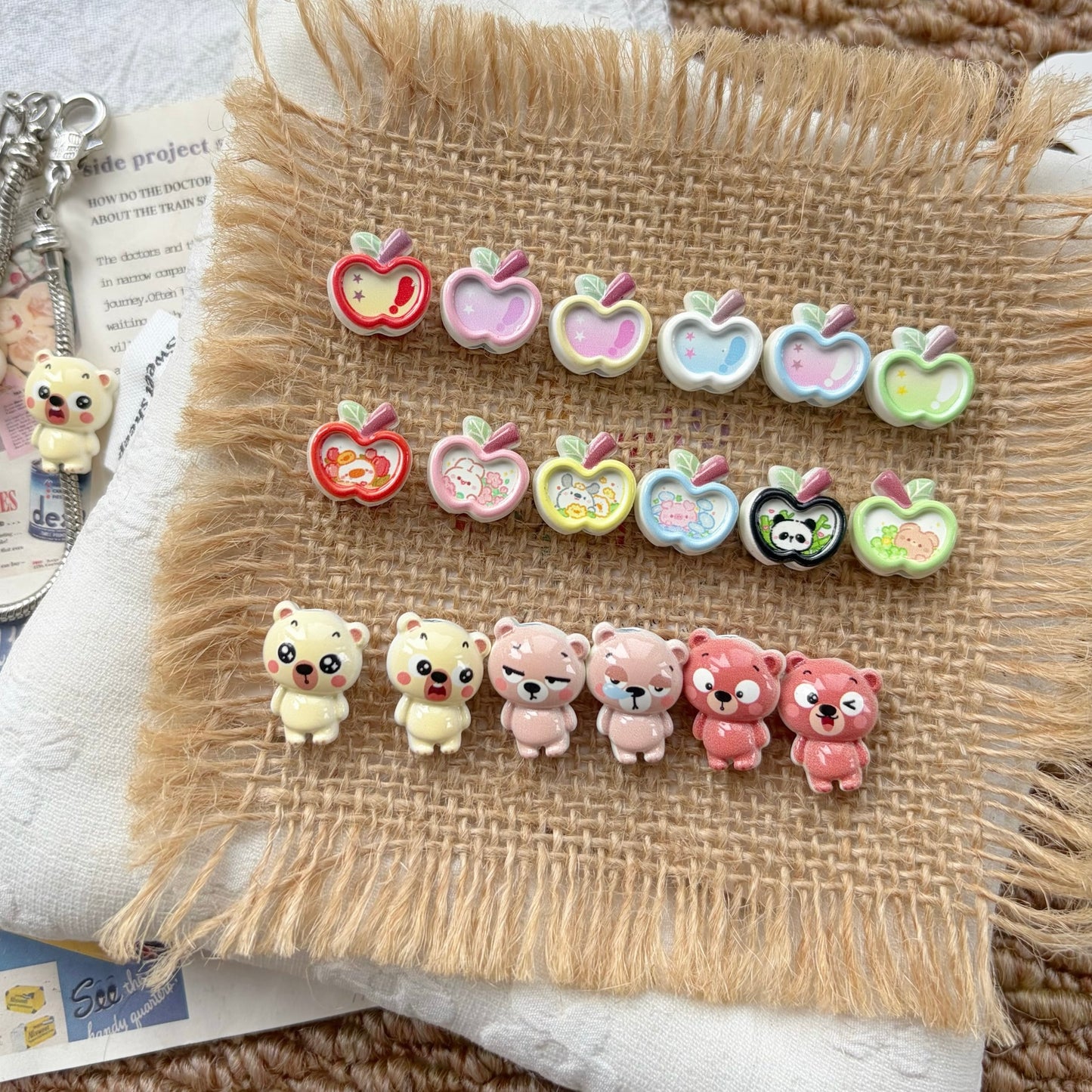 Apple & Bear Alloy Beads