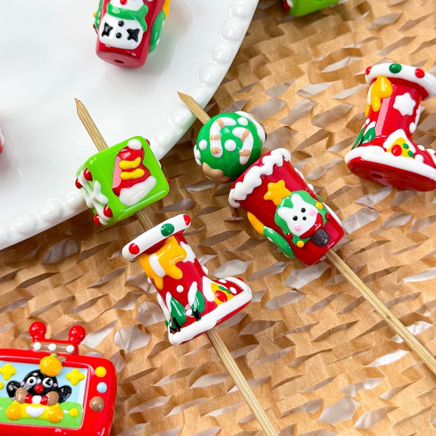 Christmas Hand-Painted Beads