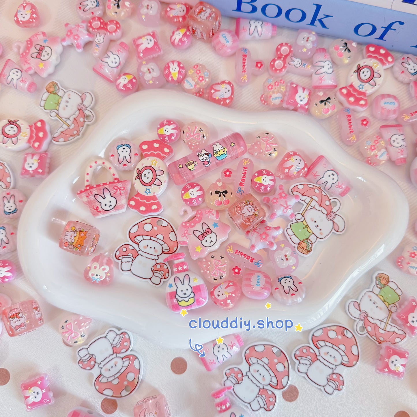 Cute Rabbit Embossed Beads