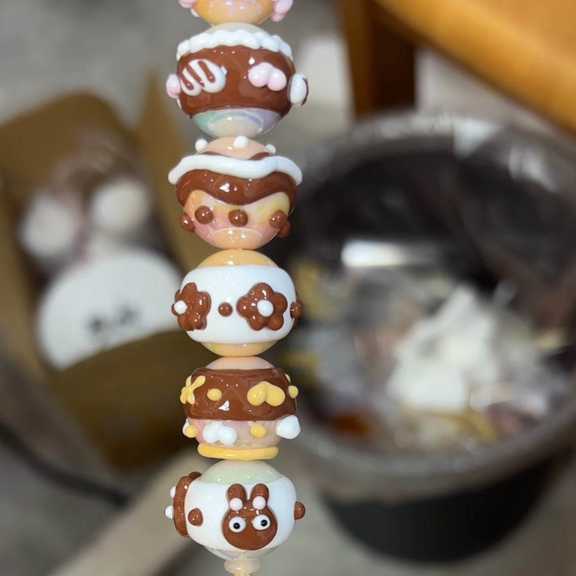 Coffee Color Hand-Painted Beads