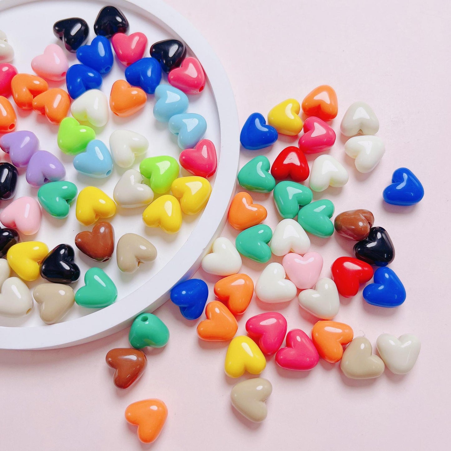 Acrylic Heart-Shaped Beads