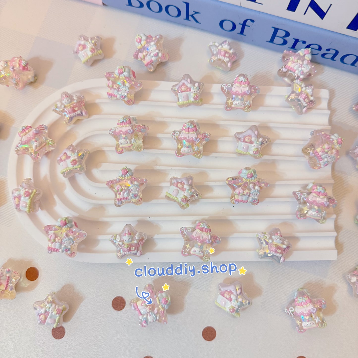 Macaron Mixed-Size Star Hand-Painted Beads