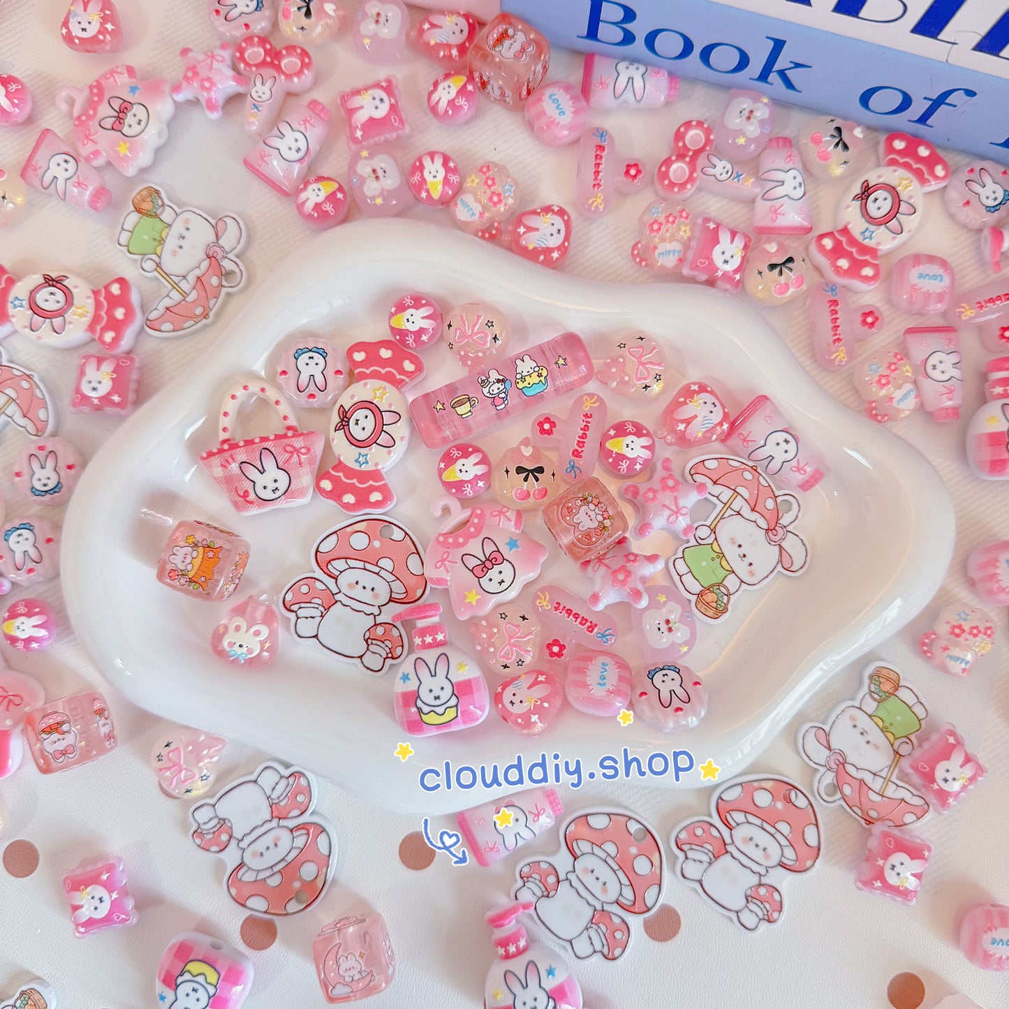 Cute Rabbit Embossed Beads