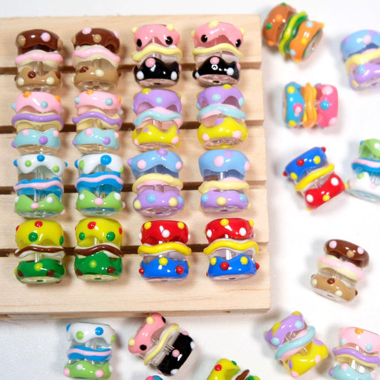 Cute Cylindrical Hand-Painted Beads