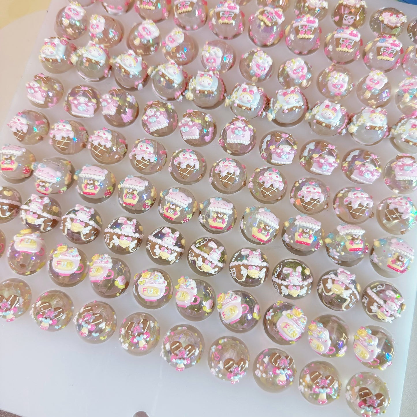 Coffee Pink Hand-Painted Beads